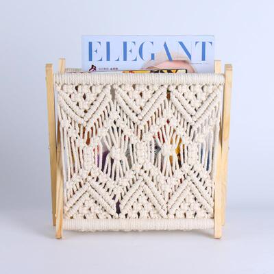 棉绳编织架报刊架志整理架桌面收纳架资杂料架架书落地RLA置物储