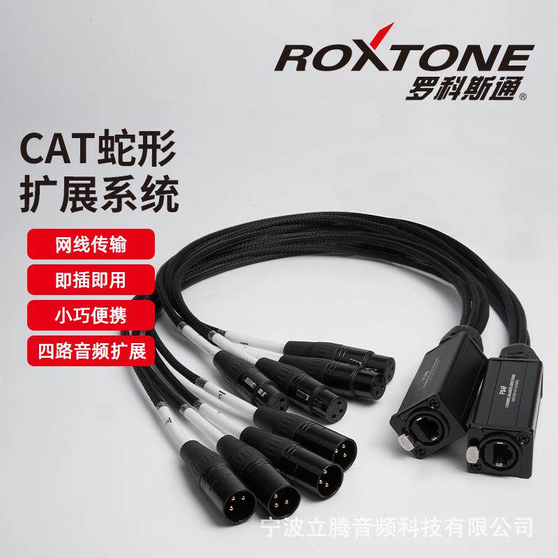 罗科斯通cat多通道网线音频拓展器电缆拓展控制话筒rj45转卡农