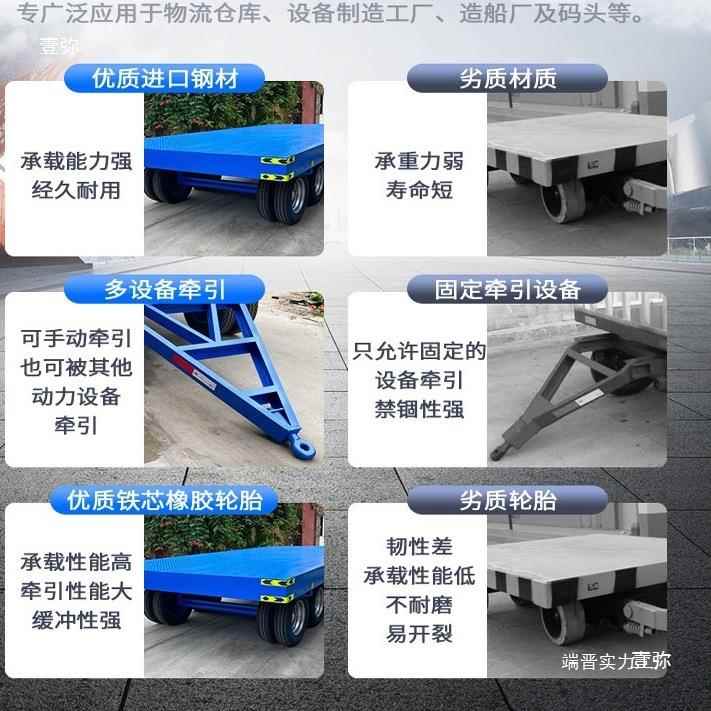 平板车1-50吨牵引式拖车厂区搬运车四轮牵引车重型拖挂车