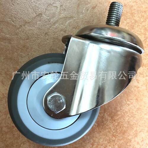 3寸 SUS-304不锈钢支架 75mm万向丝杆活动TPR脚轮 工业车轮