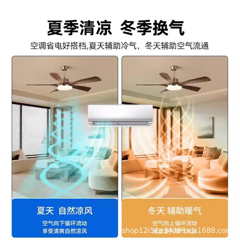中古风古铜色电扇灯全光谱餐厅风扇灯卧室书房客厅美式复古吊扇灯