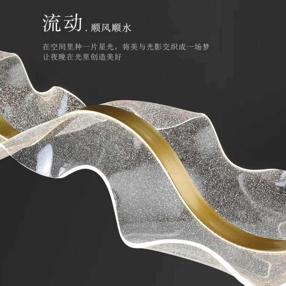 现代轻奢酒店公司前台带艺术飘设厅吊灯计师客厅餐吧台岛台D12091