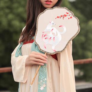 凤冠汉服苏绣双面扇子苏绣宫扇双面刺绣扇子汉服古风团扇扇子