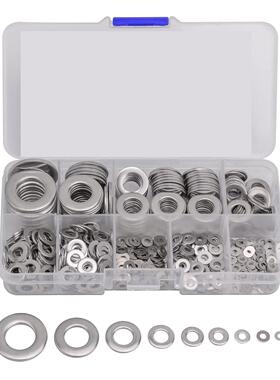 304不锈钢圆扁垫圈金属垫圈密封圈螺钉垫圈M2-M12套装