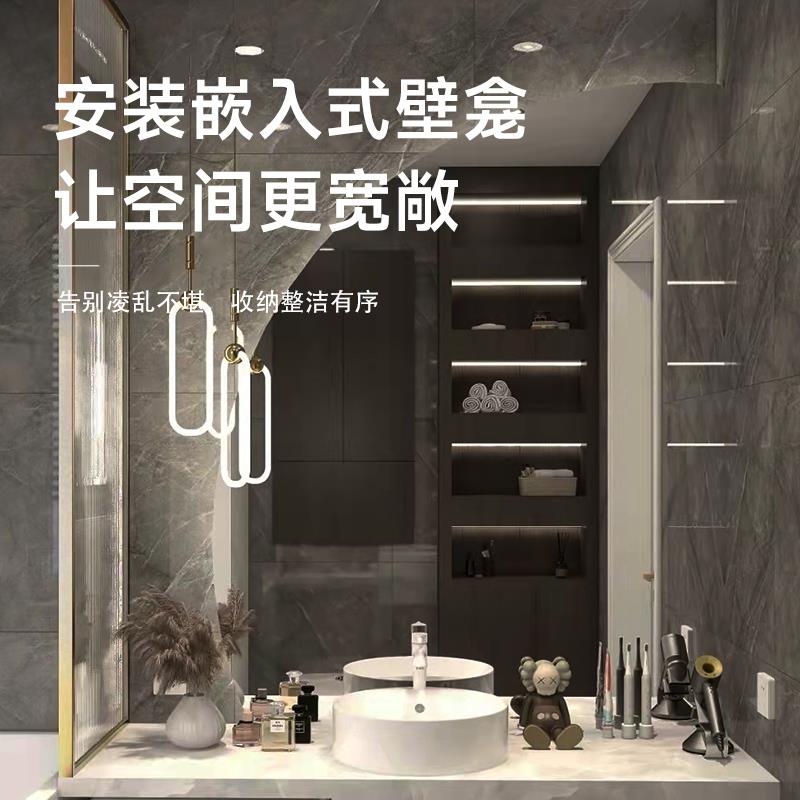 新款直销不锈钢壁龛双层隔板嵌入式卫生间浴室置物架网红成品金属