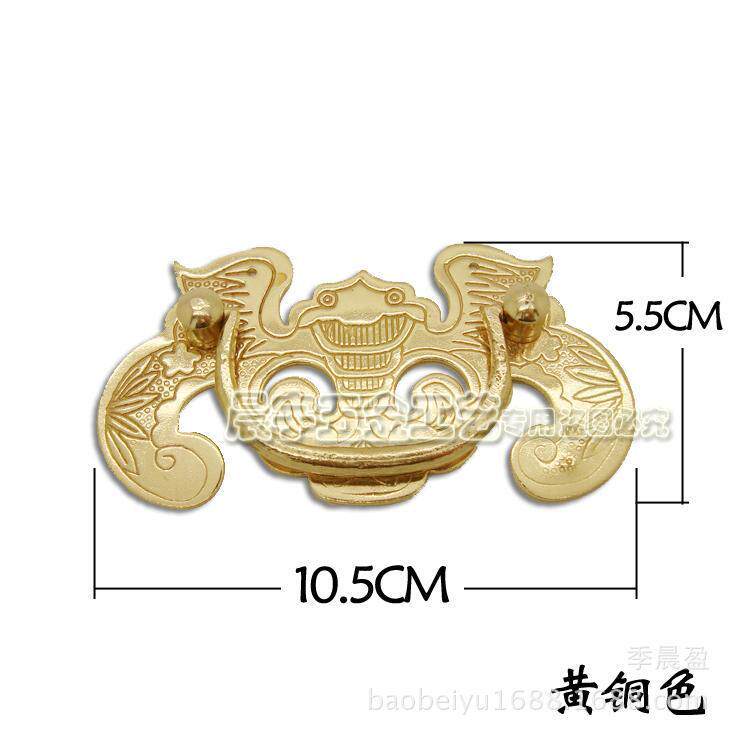 中式仿古蝙蝠纯铜横拉手家具拎手配件抽屉木箱柜门提手CYH182