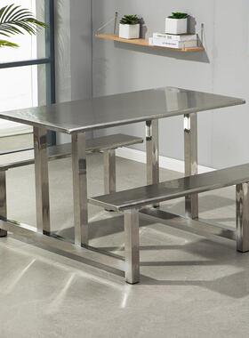 学6校不锈钢餐厂桌堂餐桌椅员工工人工连UCT体挂凳4人人8人食餐桌