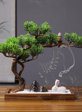 高档新中式枯山办公室桌面摆件客厅玄关家创意风化水居木禅意装饰