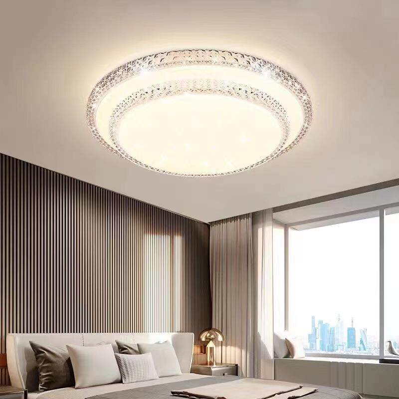 客厅灯双层水晶长形现代简约新餐款led方吸顶灯屋主卧室厅灯具组