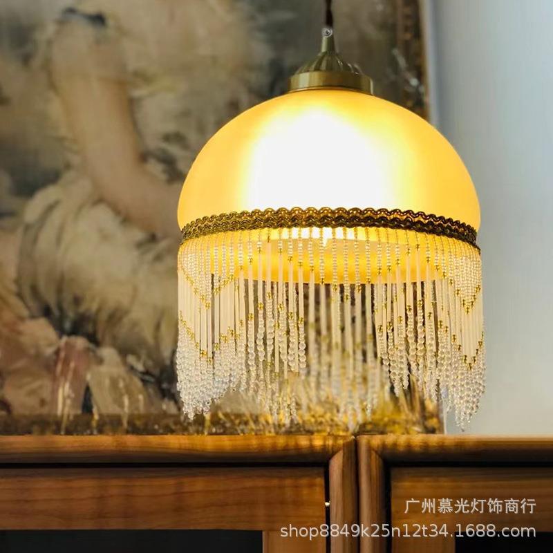 过法式床头灯吊灯宫廷流苏卧中古道玄关灯全铜MG587复古单头小吊