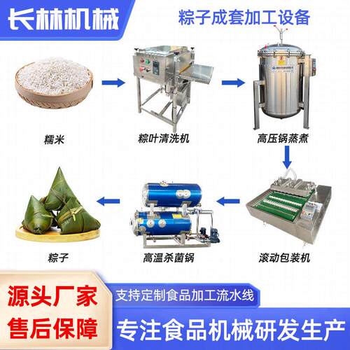粽子加工全套流水线设备 粽子叶清洗机 肉粽蜜枣粽杀菌设备