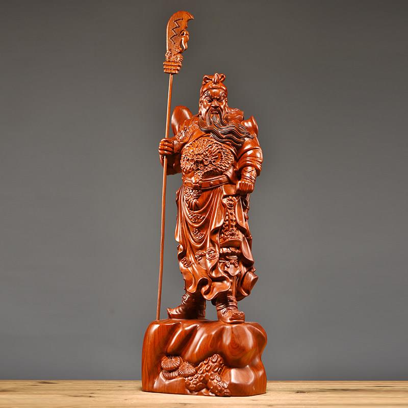 花梨木雕关公摆件实木武财神佛像家居客厅装饰工艺品店铺开业送礼