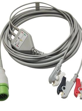 适用科曼监护仪8000E NC8 C50 C70 60 12针一体心电导联线连接线