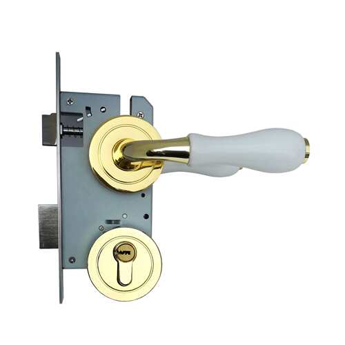 分体锁复古陶瓷金色白色房门带钥匙通用执手锁white door handle
