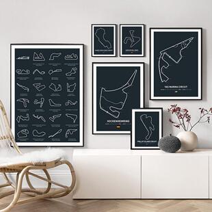 Formula 1 Race Track F1 Car Racing Gift Wall Art Painting N
