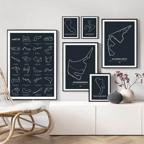Formula 1 Race Track F1 Car Racing Gift Wall Art Painting N