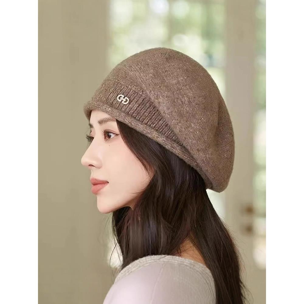 针织贝雷帽子女防寒2025秋冬季百搭时尚保暖