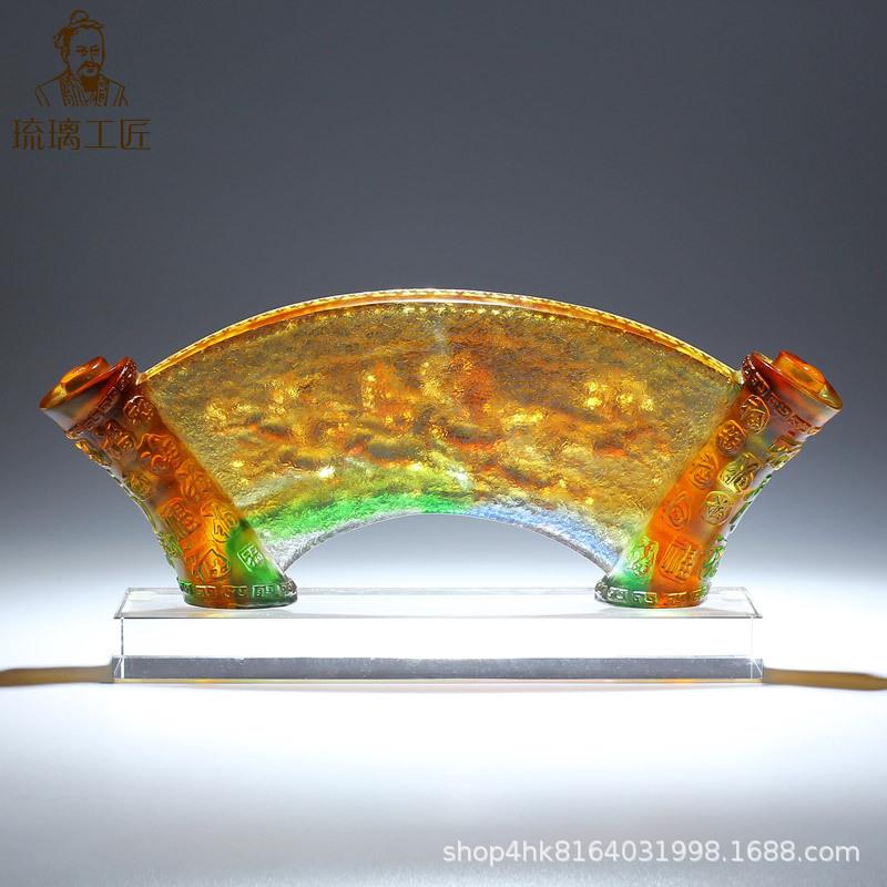 高档琉璃八骏LLGJB135摆马件屏风招视财中式电柜家居厅客玄关办公