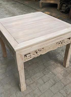 老榆茶木方八仙桌仿古中式明清白坯中堂实木73410桌餐影视桌长条