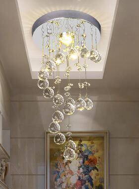 现代简顶约水晶ONB吸顶灯玄过道圆形阳灯关走台廊客厅吸灯