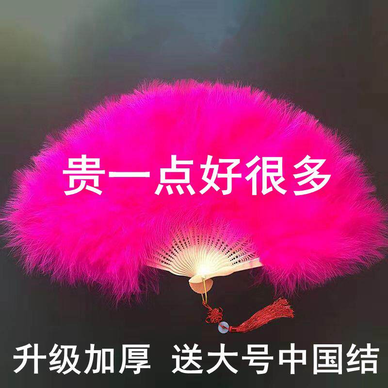 全绒升级加厚羽毛扇子标准广场舞蹈扇V旗袍走秀羽毛扇2件起包邮