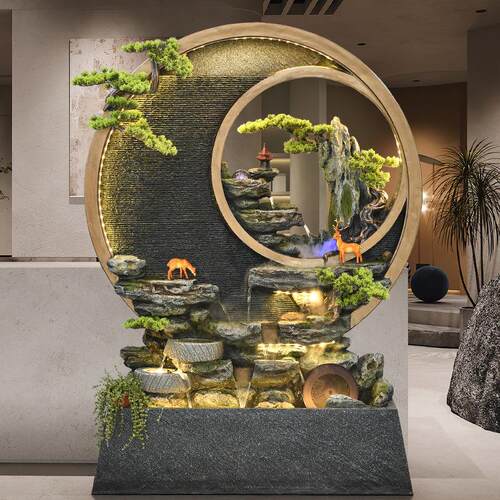 水幕墙流水屏风流水景观大型新中式落地庭院摆件别墅阳台瀑布造景