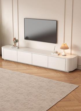 实木电视柜白色落地客厅小户型地台柜奶油风岩板茶几电视机柜组合
