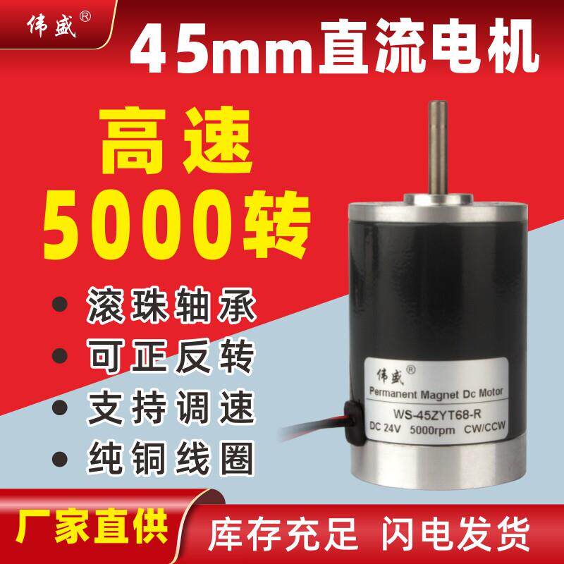 伟盛大扭力直流马达12V24V滚珠轴承微型高速静音马达正反转可调速