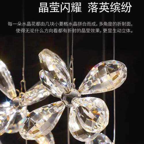 花朵新款立体艺术吊灯轻奢蝴蝶吧台灯护眼水晶餐厅灯意式高级2025
