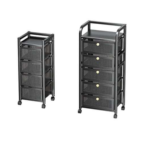 可移动厨房置物架落地多层放果蔬菜收纳架夹缝抽屉式透气储物架子