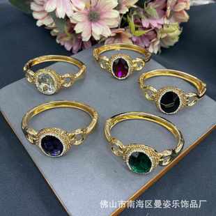 施華洛水晶玻璃首飾陶泥鑲嵌活口手鐲外貿(mào)出口流行飾品ins風(fēng)設(shè)計(jì)