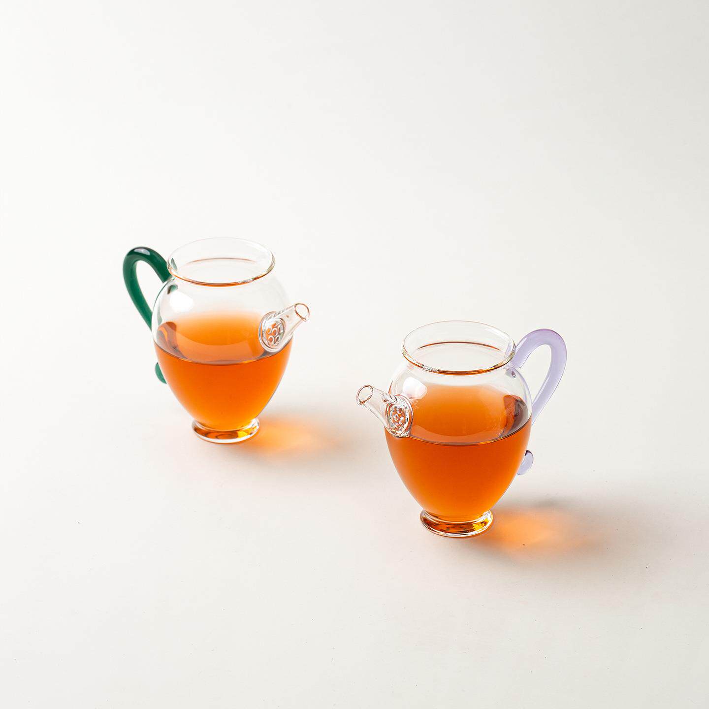 高硼硅玻璃绿茶冷泡杯过滤孔茶海绿茶杯透明高档手执公杯分茶杯