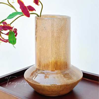 装饰品养宿插花摆件家居水手工高级感中古渐变民琉璃色焦糖花瓶软
