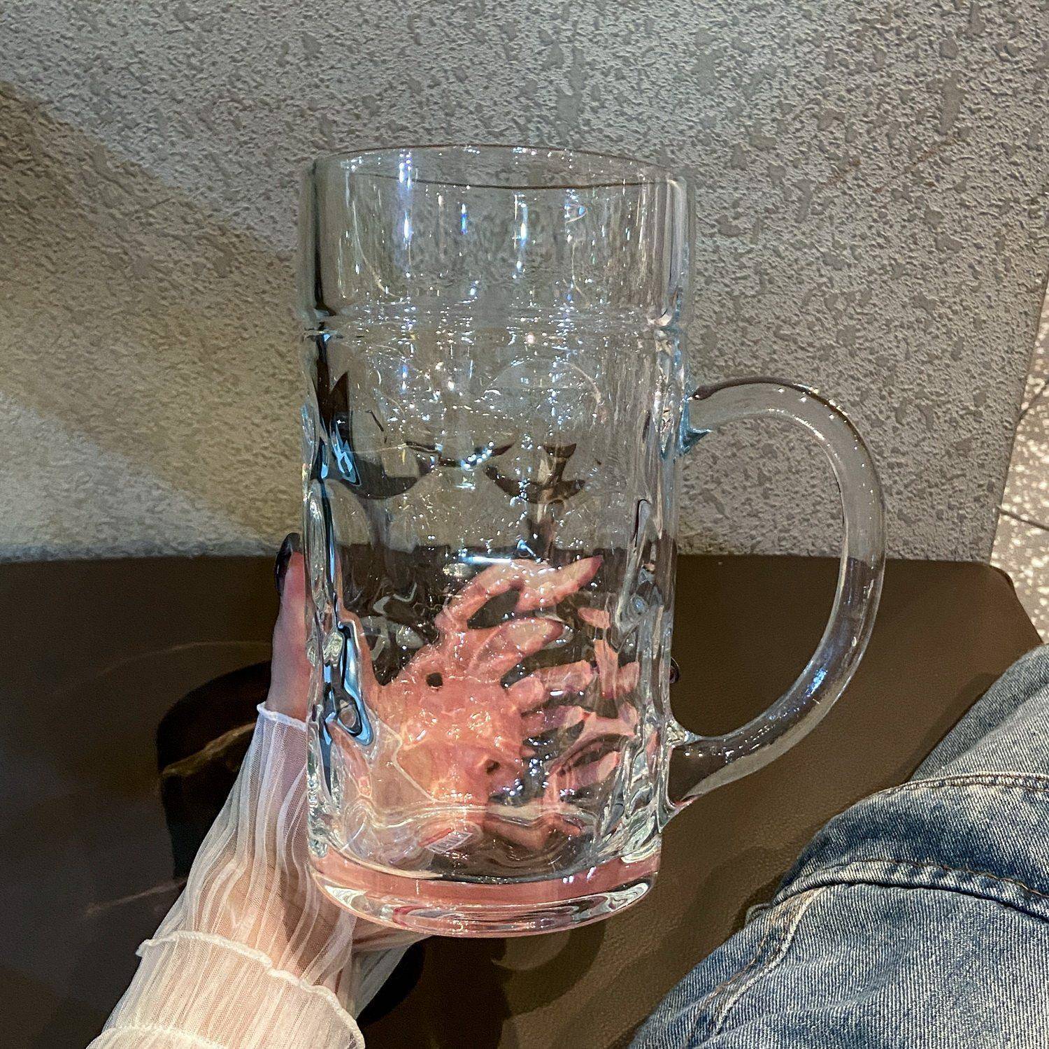 大容量啤酒杯套装家用超大玻璃杯商用扎啤杯高档酒杯茶杯大号杯子