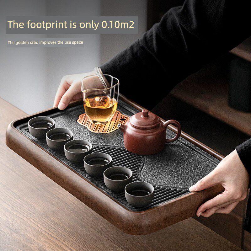 唐丰茶盘家用2025新款彷乌金石小型茶台功夫茶具沥水干泡台茶托盘