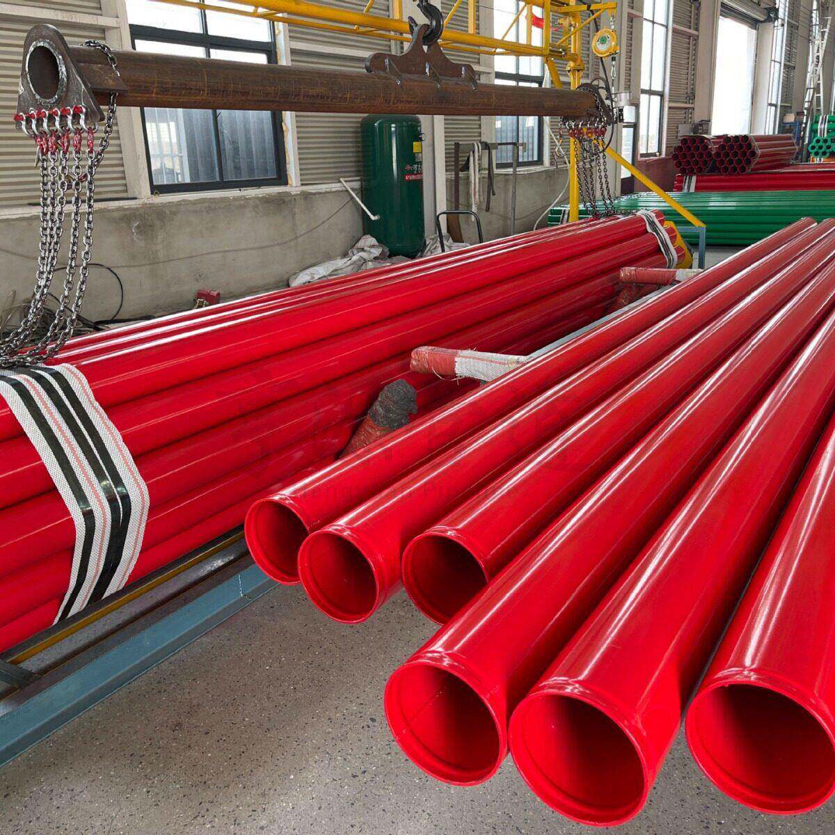 建筑消防工程用涂覆钢管 环氧树脂涂塑消防红色焊接钢管