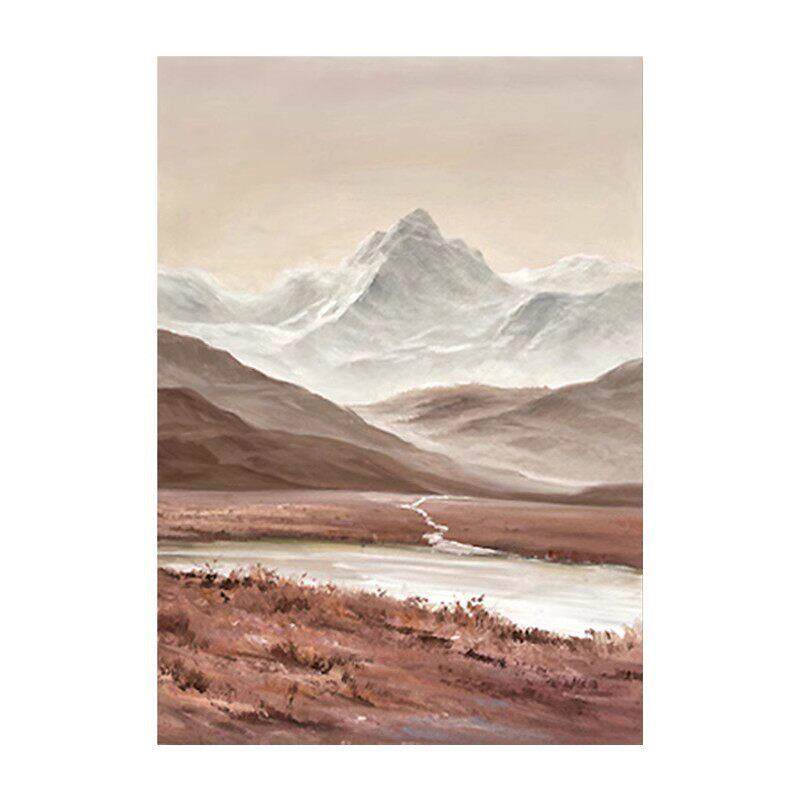 手绘油画现简约玄关壁画客厅山水大幅装饰画侘寂风抽象风景挂画