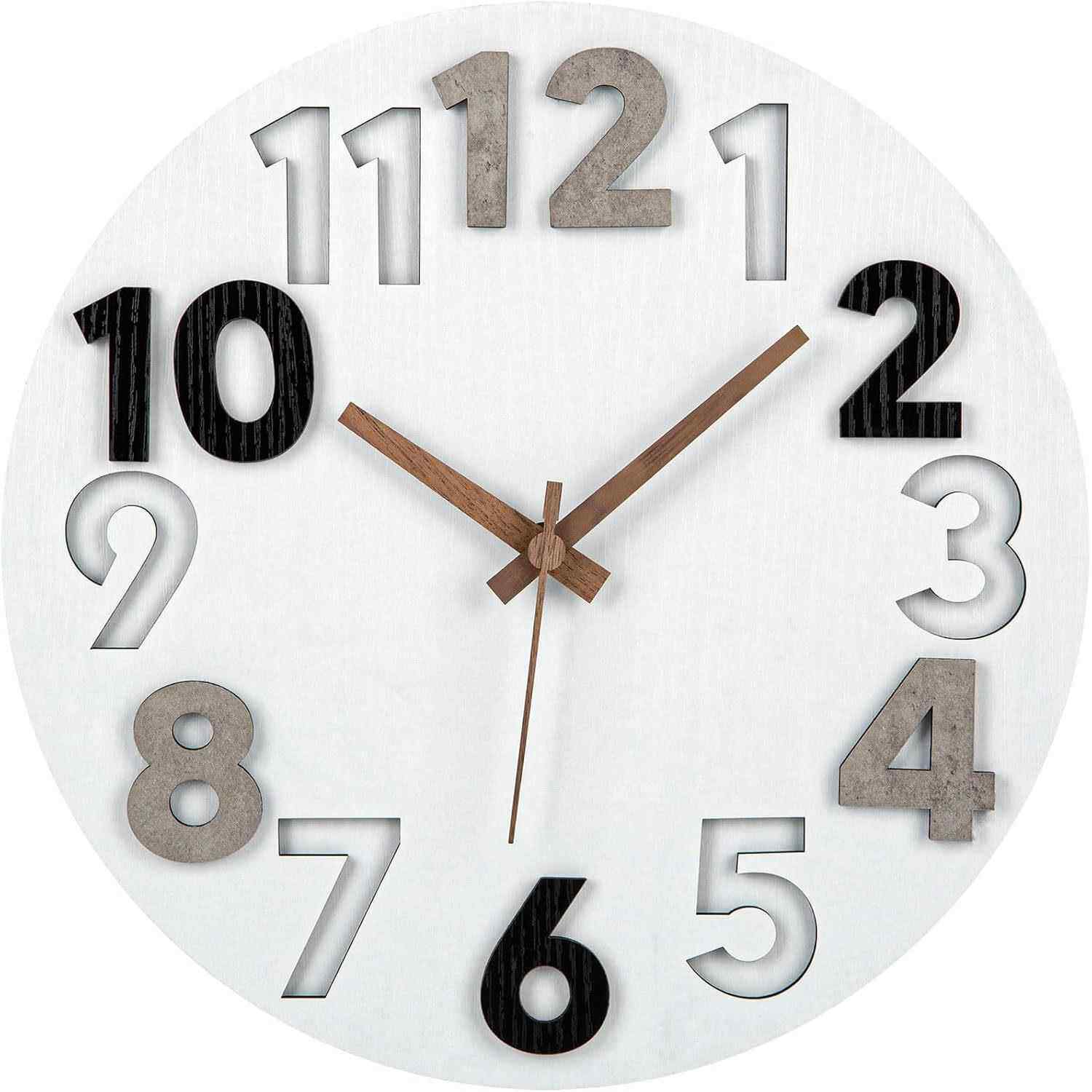 MDF双层挂钟静音家用现代钟表圆形客厅卧室简约个性电池时尚时钟