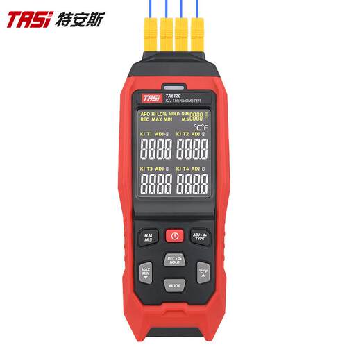 特安斯温度计TA612C 四通道接触式温度表 K型热电偶探头测温仪