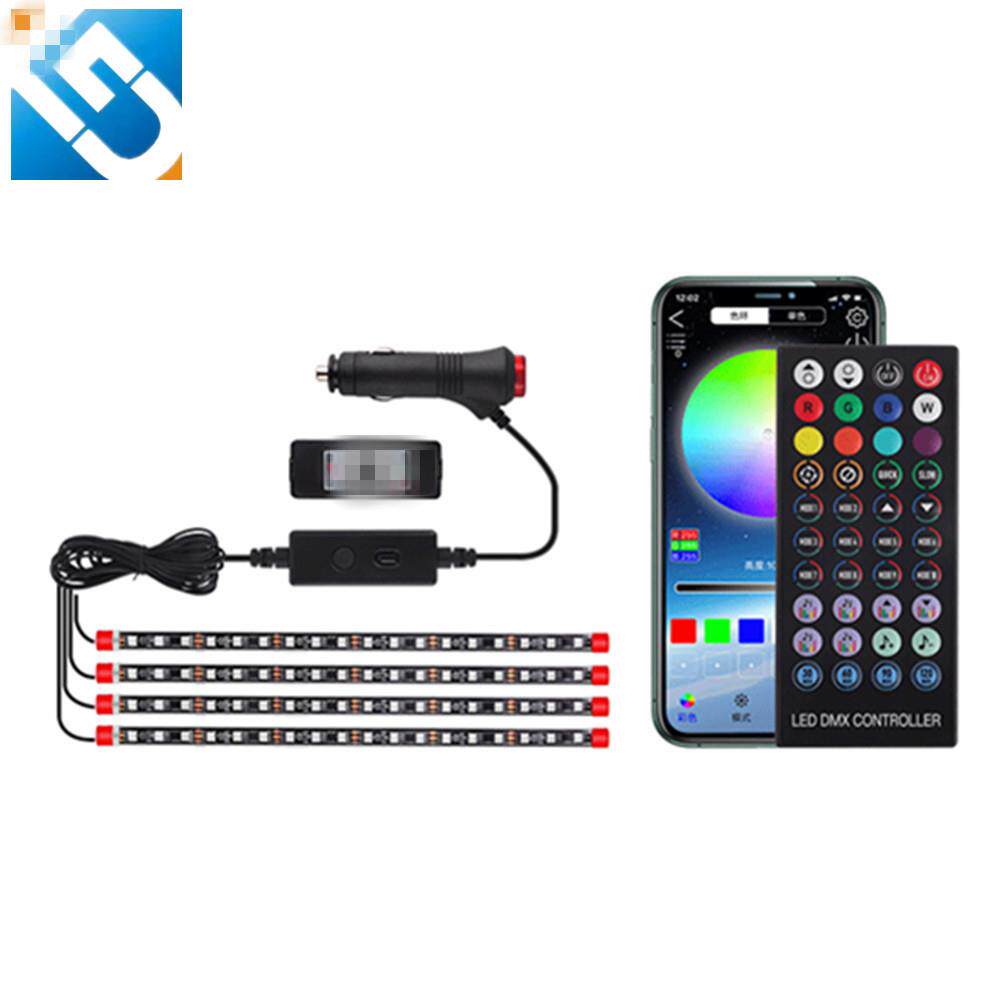 热销汽车LED氛围灯 幻彩流光装饰灯条车内音乐节奏灯改装声控AP