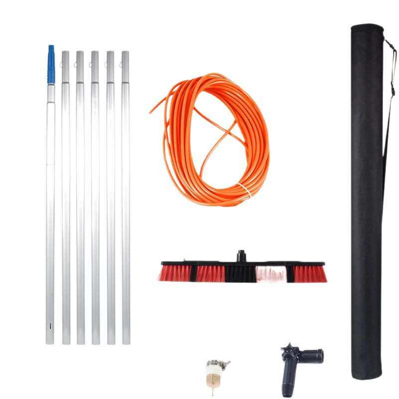 光伏板清洗工具通水刷擦玻璃清洁刷加长杆洗门头外墙伸缩杆洗车刷