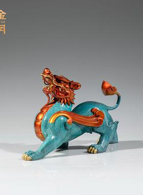 铜金岁月霸王貔貅玄摆件瑞兽铜貔貅客厅关办公QNT室装饰彩黄铜器
