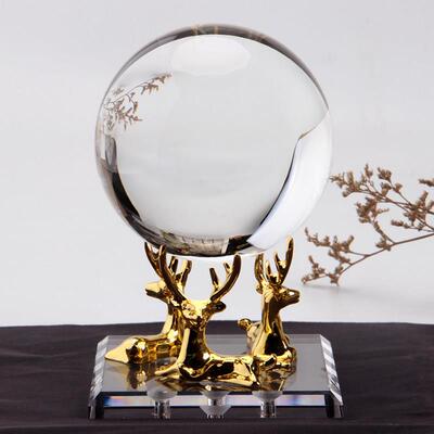 北欧金属鹿角正方形水晶球底座玻璃球托矿石晶体矿物原石展示架