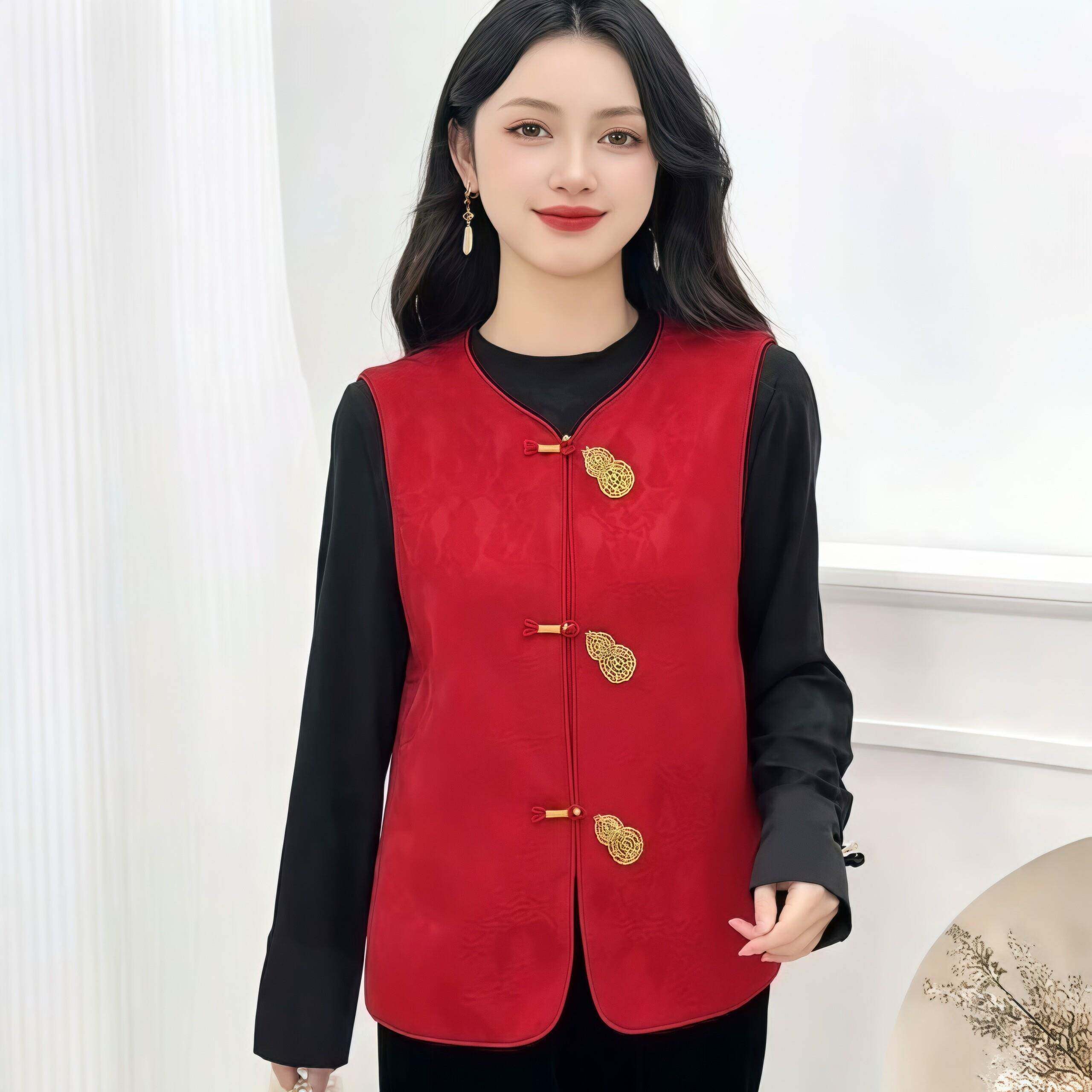 年货2026早春新款葫芦提花重工刺绣马甲女装时尚百搭背心马夹上衣