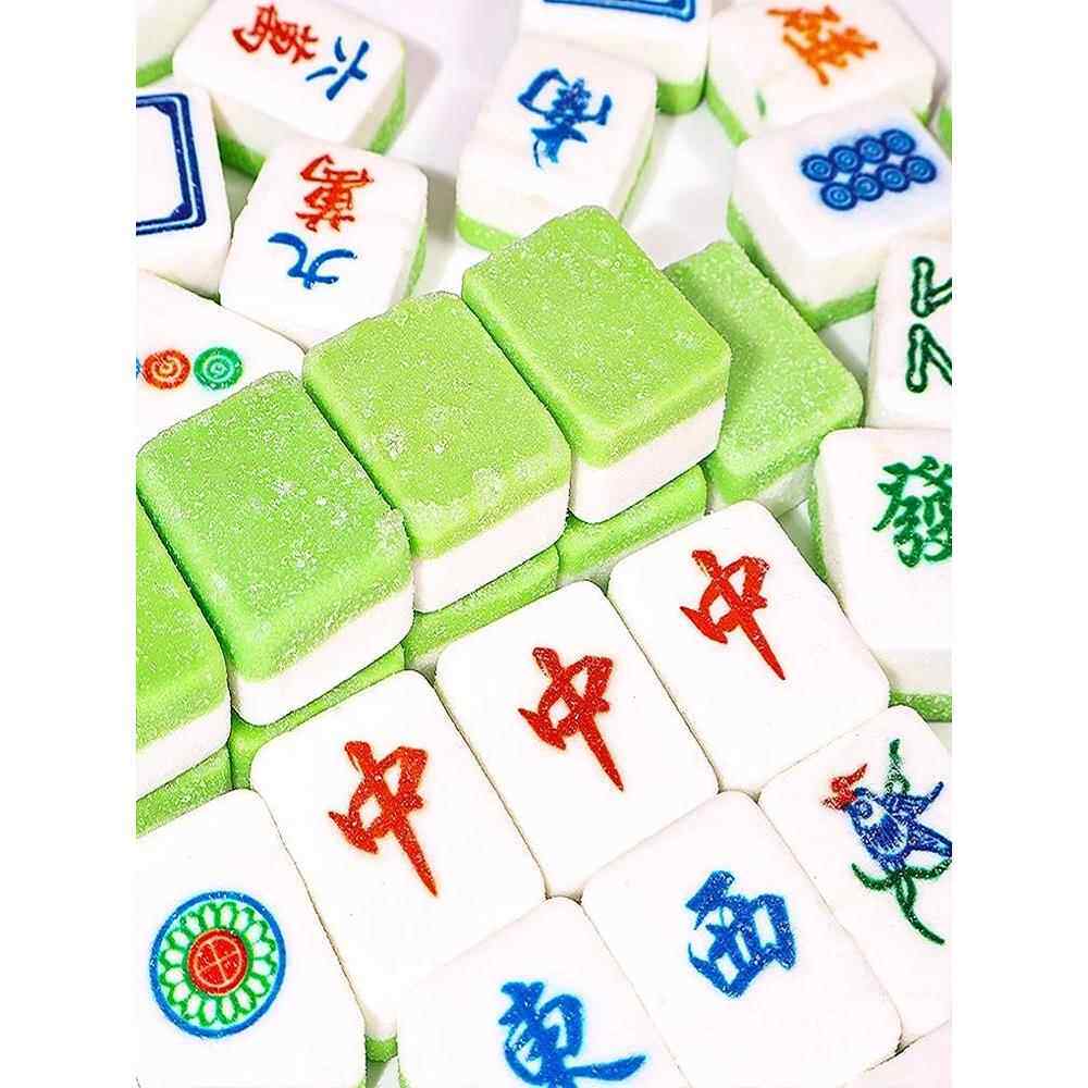网红吃播软糖麻将棉花糖专用砂糖可以吃的麻将糖果棉花纸棒专用