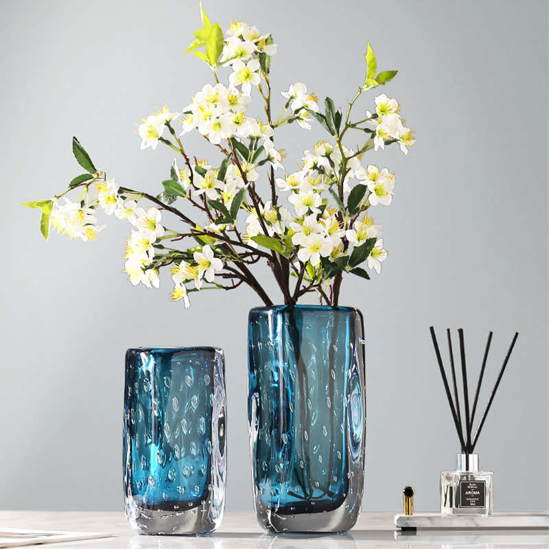 轻奢气泡玻璃花瓶客厅插花摆件透明琉璃花瓶器桌面卧室家居装饰品