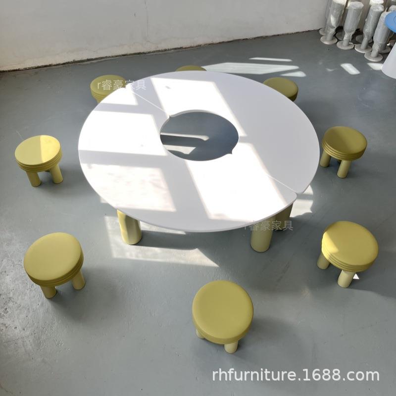 S造型儿童手工桌活动中心架空层桌椅组合圆形桌子儿童房书桌
