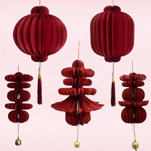 结婚立体折纸灯笼挂饰新年店庆手工折纸喜字灯笼挂件春节灯笼挂饰