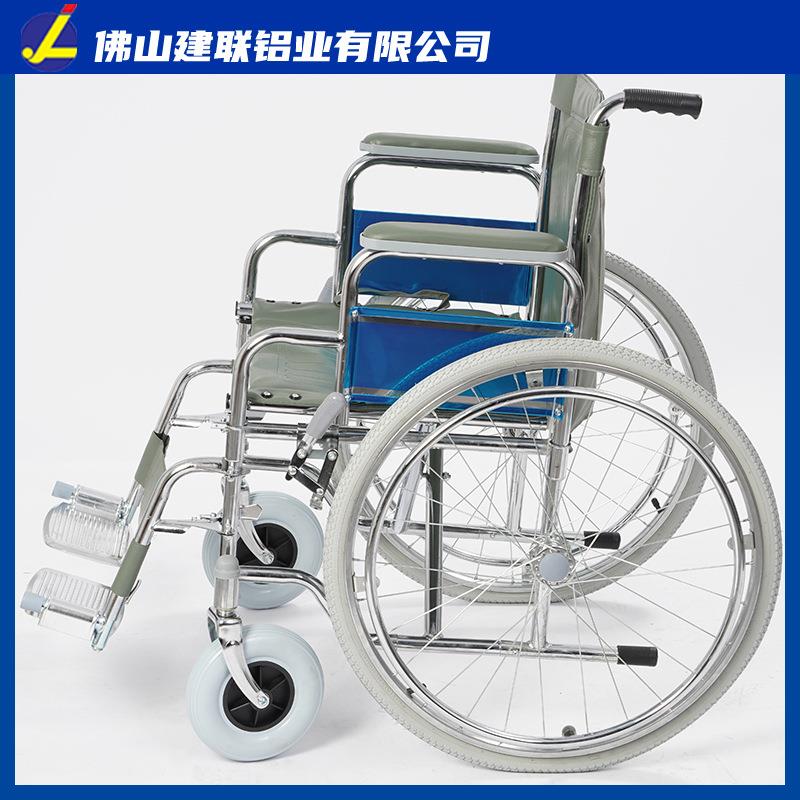 镀铬钢制轮椅老人手推代步车可折叠便携充气花纹后轮扶手轮椅