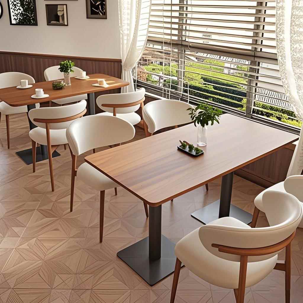 网红软包实木椅子茶餐厅复古咖啡店烘焙奶茶西餐桌椅组合商用桌子